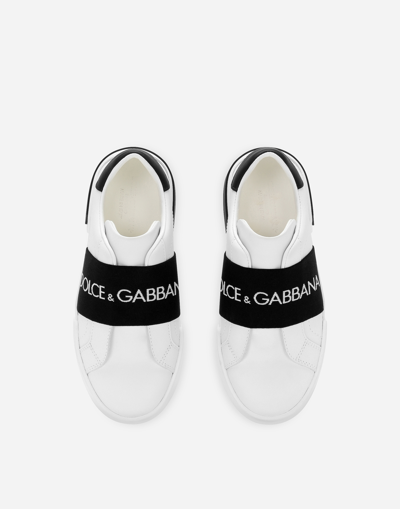 Dolce & Gabbana Calfskin Portofino Sneakers In White