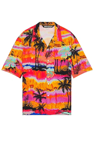 Shop Palm Angels Psychedelic Palms Bowling Shirt In Fuchsia