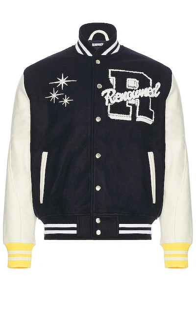 Shop Renowned Crystal Varsity Jacket In Navy