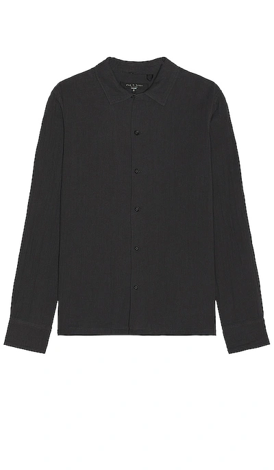 Shop Rag & Bone Avery Gauze Long Sleeve Shirt In Black