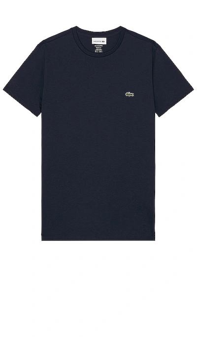 Shop Lacoste Crew Neck Pima Cotton Jersey T-shirt In Navy