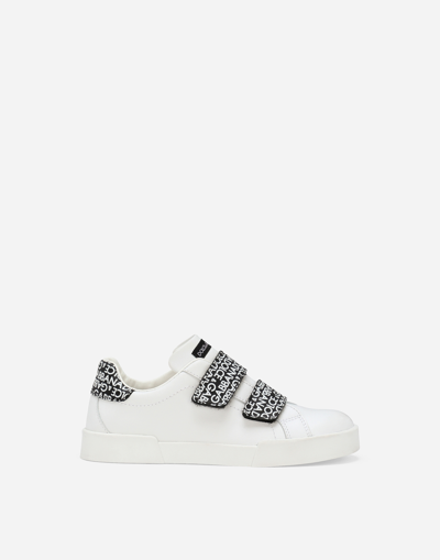 Shop Dolce & Gabbana Calfskin Portofino Sneakers In White