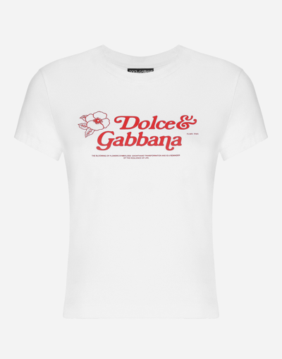 Shop Dolce & Gabbana Jersey T-shirt With Dolce&gabbana Print In White