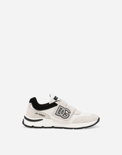 Dolce & Gabbana Dg Running Split Calfskin Sneakers In White