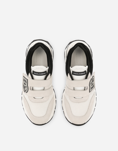 Dolce & Gabbana Dg Running Split Calfskin Sneakers In White