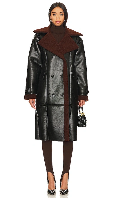 Shop Steve Madden Kinzie Faux Leather Coat In Black