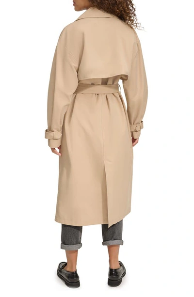 Shop Levi's Belted Long Trench Coat In Khaki