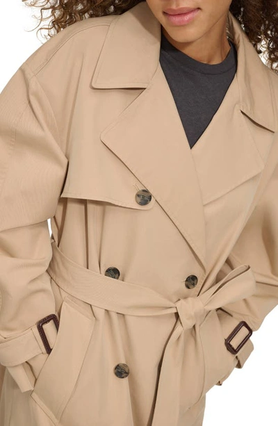 Shop Levi's Belted Long Trench Coat In Khaki