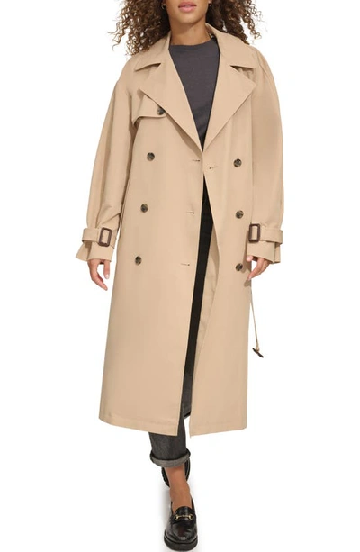 Levi's Belted Long Trench Coat In Khaki
