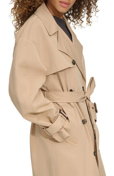 Shop Levi's Belted Long Trench Coat In Khaki