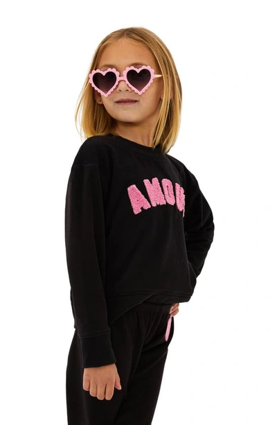 Shop Beach Riot Kids' Little Cassia Amour Graphic Sweatshirt In Black