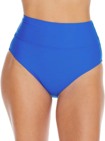 Shop Sunsets Fold-over High-waist Bikini Bottom In Electric Blue
