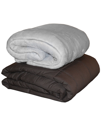 Dreamlab Plush 15lb Weighted Blanket With Washable Cover, Grey In Grey