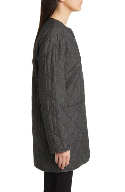 Shop Eileen Fisher Quilted Organic Cotton Coat In Black