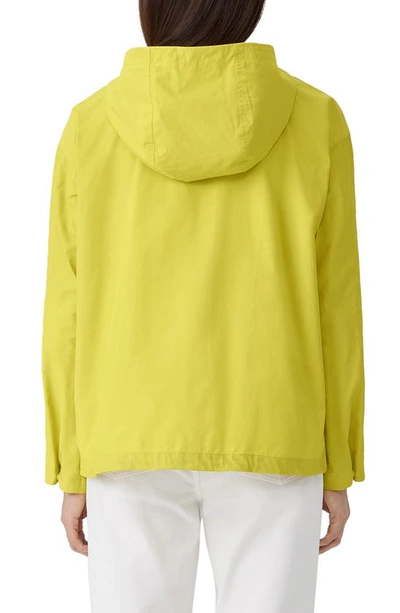 Shop Eileen Fisher Hooded Cotton Blend Jacket In Citron