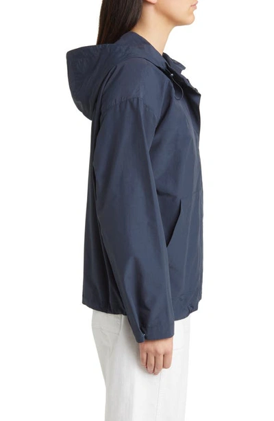 Eileen Fisher Hooded Cotton Blend Jacket In Blue
