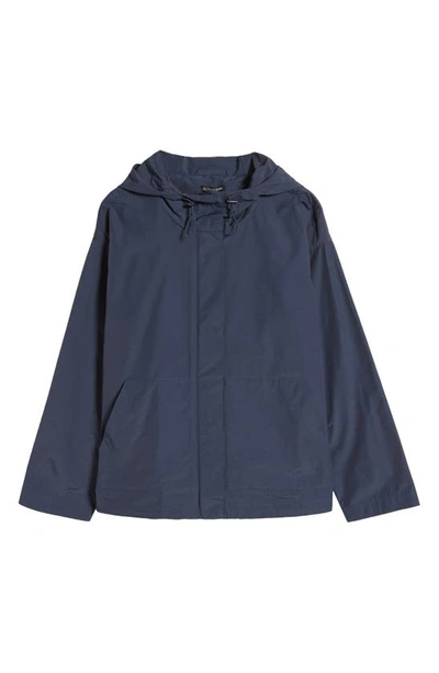 Shop Eileen Fisher Hooded Cotton Blend Jacket In Ocean