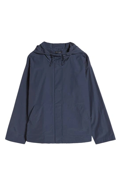Eileen Fisher Hooded Cotton Blend Jacket In Blue