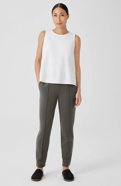 Eileen Fisher Pintuck Pleat Tapered Ankle Pants In Grove