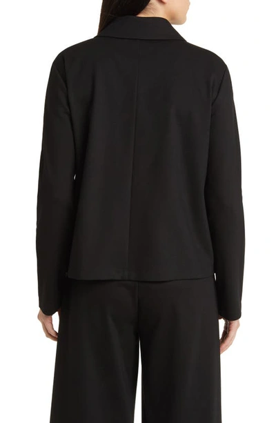 Eileen Fisher Classic Point Collar Zip-up Ponte Jacket In Black