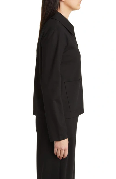Eileen Fisher Classic Point Collar Zip-up Ponte Jacket In Black