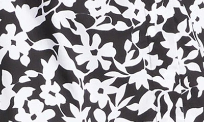 Shop Michael Kors Floral Print Tiered Cotton Poplin Shirtdress In Black/ Optic White