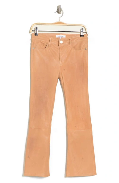 Shop Frame Le Crop Mini Bootcut Leather Pants In Nude