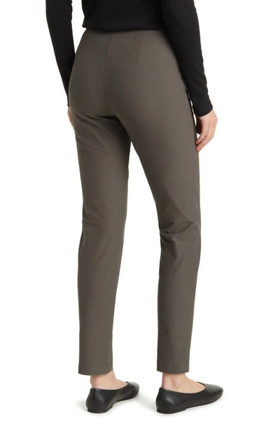 Shop Eileen Fisher Slim Ankle Stretch Crepe Pants In Grove