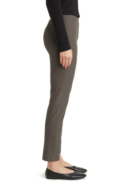 Shop Eileen Fisher Slim Ankle Stretch Crepe Pants In Grove