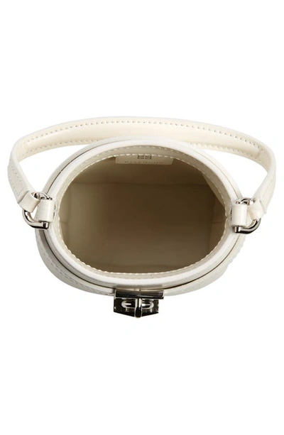 Shop Givenchy Micro Shark Lock Leather Bucket Bag In Ivory