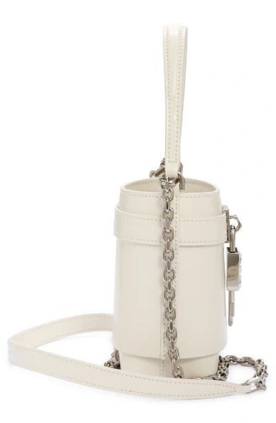 Shop Givenchy Micro Shark Lock Leather Bucket Bag In Ivory