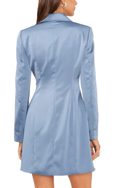 Shop 1.state Side Tie Long Sleeve Satin Blazer Dress In Bluestone