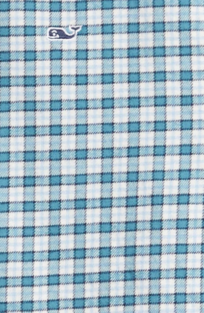 Shop Vineyard Vines Kids' Check Cotton Stretch Flannel Button-down Shirt In Larkspur