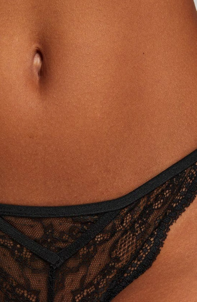 Hunkemoller Isabelle Lace Thong In Black In Caviar