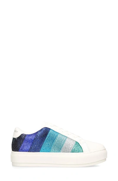 Shop Kurt Geiger Laney Stripe Crystal Sneaker In Light/ Pastel Blue