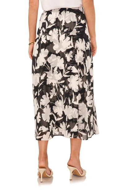 Shop Vince Camuto Floral Midi Skirt In Rich Black