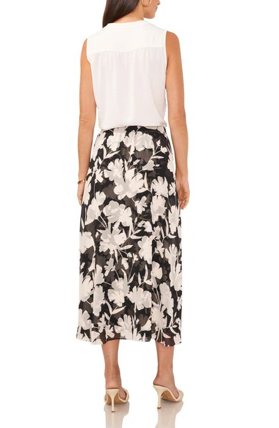 Shop Vince Camuto Floral Midi Skirt In Rich Black