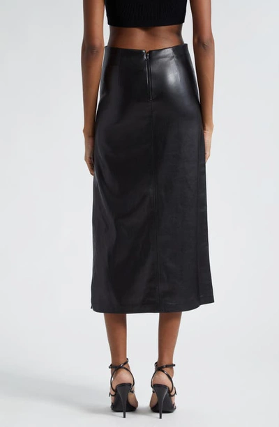 Shop Alice And Olivia Maeve Back Slit Faux Leather Midi Skirt In Black
