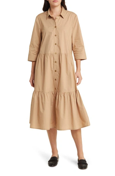 Shop Masai Copenhagen Cotton Shirtdress In Tannin