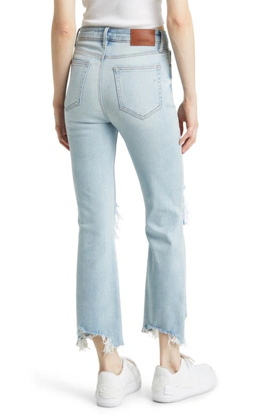 Hidden Jeans Distressed Chew Hem Straight Leg Jeans In Medium Wash