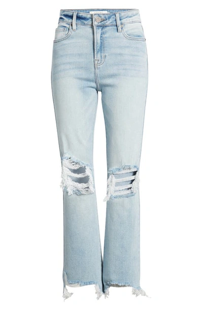 Hidden Jeans Distressed Chew Hem Straight Leg Jeans In Medium Wash