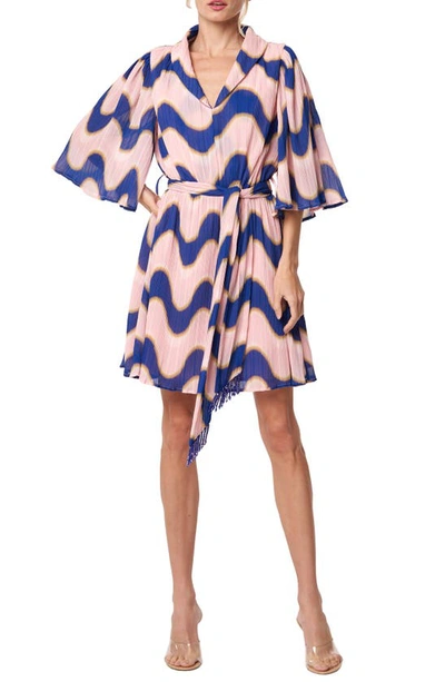 Shop Ciebon Juni Wave Print Dress In Pink/ Blue