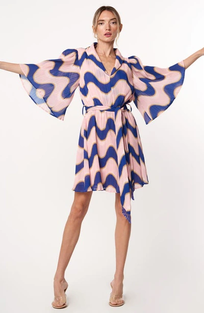 Shop Ciebon Juni Wave Print Dress In Pink/ Blue