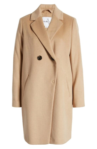 Shop Sam Edelman Double Breasted Wool Blend Coat In Camel