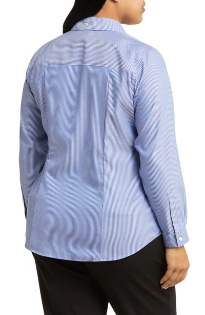 Shop Jones New York Stripe Easy Care Shirt In Blue/ White