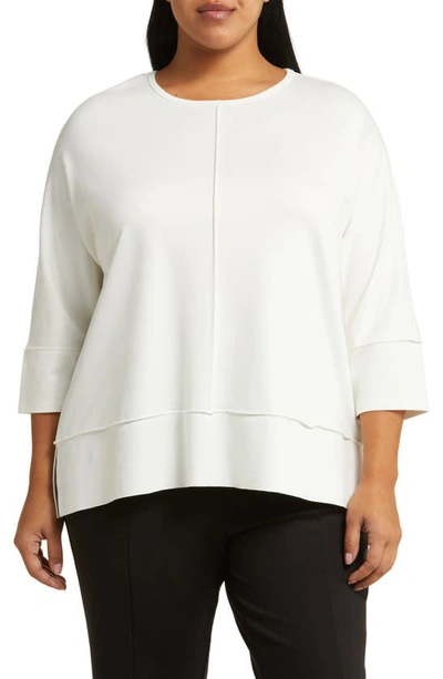 Shop Jones New York Serenity Three Quarter Sleeve Knit Top In Nyc White