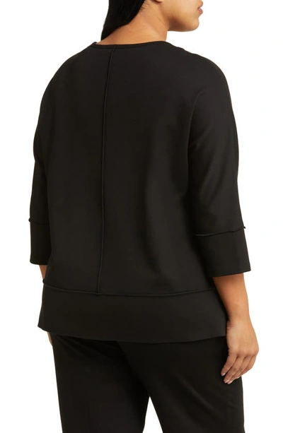 Shop Jones New York Serenity Three Quarter Sleeve Knit Top In Jones Black