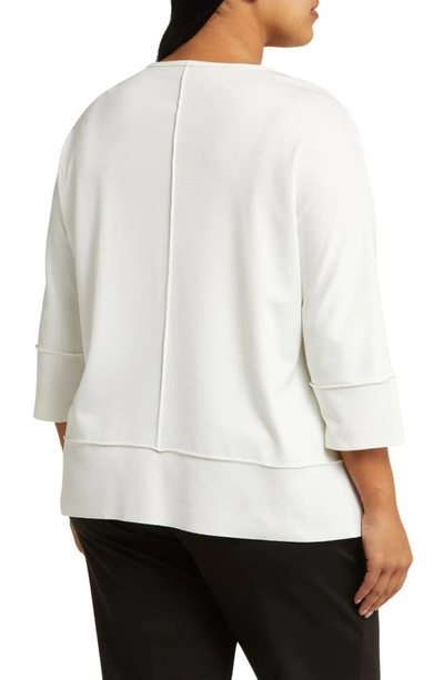 Jones New York Serenity Three Quarter Sleeve Knit Top In Nyc White