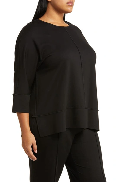 Jones New York Serenity Three Quarter Sleeve Knit Top In Jones Black