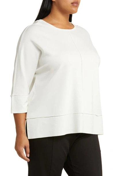 Jones New York Serenity Three Quarter Sleeve Knit Top In Nyc White
